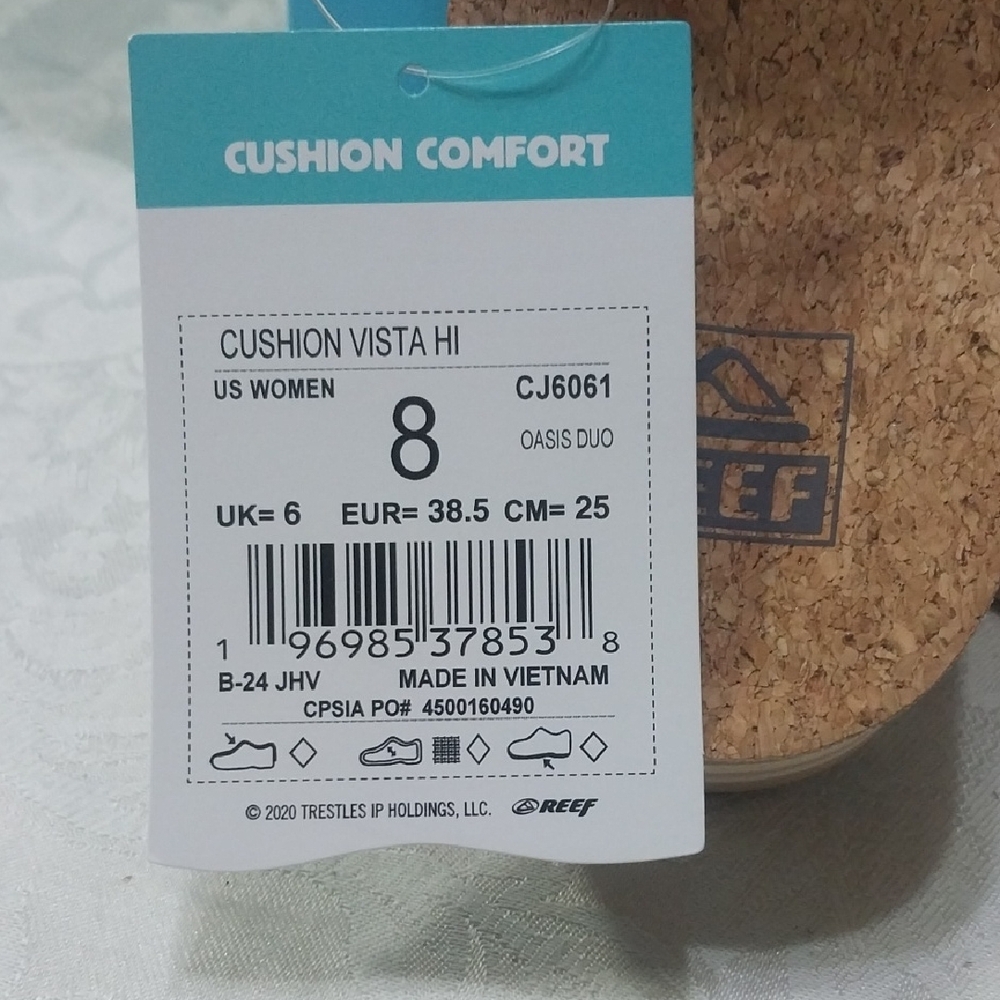 New Womens Size 8 Reef Tan Double Strap Cork Sandals. - Picture 8 of 8